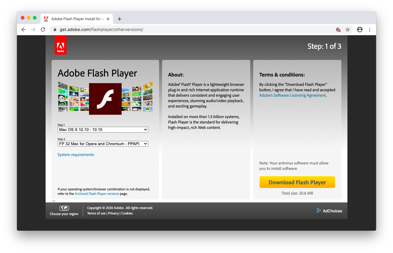 adobe flash player for google chrome (mac version)